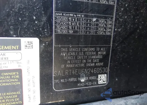 2022 Land Rover Discovery P360 S R-Dynamic from USA, damaged, VIN SALRT4EU6N2460530